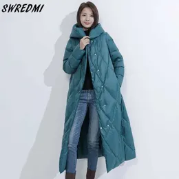 Damskie Parkas Swredmi Down Coats Womin Winter Nowe długie ubranie wodoodporne białe kaczki w dół kurtki żeńskie s-2xl casaco de frio feminino zln231109