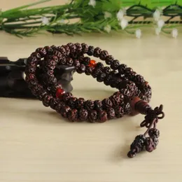 Strand estilo natural pequeno preto ruyi bodhi semente pulseira 108 contas mala oração budista frisado para homem ou mulher atacado