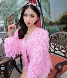 女性のセーター秋の冬女性セーターカーディガン韓国ファッション甘いかわいい女性タッセルフリンジニットカーディガンファム