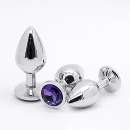 Unisex Butt Toys Plug Anal Silver Insert Stainless Steel Metal Plated Jeweled Sexy Stopper Anal toys For Women 3pcs/set Sex Products