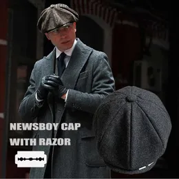 Cappelli a tesa larga da uomo vintage Newsboy C con lame Peaky Blinders Donna Uomo Berretti Classico lana ottagonale Cs Casual Gatsby Cappello piatto NZ297L231109