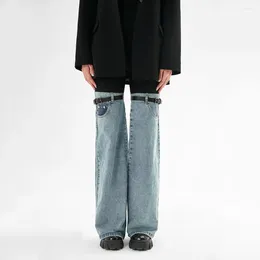 Damskie dżinsy wiosenne jesień mody mody kontrast kolor kolorów plasterów ulicznych ściętymi spodniami proste dżinsowe spodnie dżinsowe spodnie