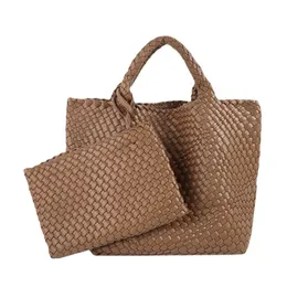 2023 Recommend Woven women's Fashion Designer Show Knitting Design Casual Tote Shoulder Bag Crossbody Bags Genuine Leather 2in1 Geat Quality