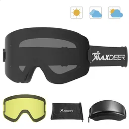 Gogle narciarskie Maxdeer Mężczyzn Snowboard okulary snowboardowe śnieg okulary magnetyczne podwójne warstwy soczewki UV400 antymwarki otg szeroko wizji 231109