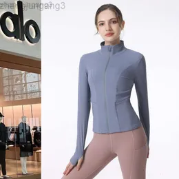 Desginer Aloo Yoga Women Jacket Tops New Sports Coat Women 's Fitness Wear Stand Up Collar Casual Running Jacket 빠른 건조 꽉 탑