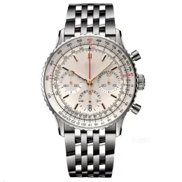Top AAA U1 Breitling 45mm Men Watch Transocean B06 B01 Navitimer chronograph Movement Movement Quartz Silver Dial 50th Anniversary Stainsteel Wristwatch de T533