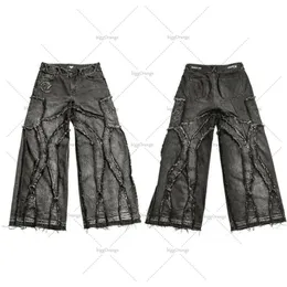 Męskie dżinsy y2k old myjone męskie dżinsy dżinsowe moda moda swobodny punkowy rock luźne proste spodnie nogi streetwear 231109