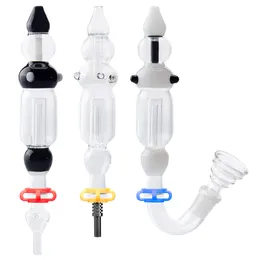 Headshop214 CSYC NC004 Dab Rig Glass Water Bong About 8.08 Inches OD 38mm Smoking Pipe 14mm Titanium Nail Glass Bowl Adaptor Clip Spill-Proof Bubbler Bongs