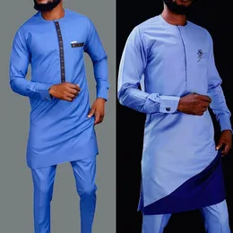 رجال المسارات للرجال Dashiki African Men Cloths يضع الشباب غير الرسمي الاجتماعي الطويل الأكمام العرقية من قطعتين من القميص بنطلون رجال يناسبون ملابس أوروبية 231108