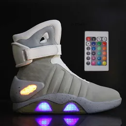 Boots UncleJerry Men Boots Back to Future Adult USB Charging LED Shoes with Remote Control for Men and Women Boots for Party Mag 230208