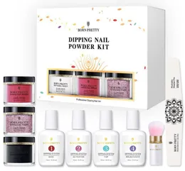 30ml kit de pó de imersão de unhas ponta francesa rosa e branco cores basetop ativador bruch conjunto pacote nail art mergulho em pó set5827503