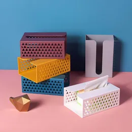 티슈 박스 냅킨 북유럽 스타일 벽 장착 상자 삼각형 중공 종이 타월 홀더 주방 냅킨 저장을위한 거실 사무실
