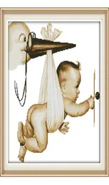 The Flying baby Crossstitch embroidery kits DIY cross stitch DMC11ct and 14ct embroidery suit enough canvas for embroidery3688737