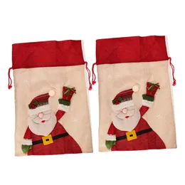 2 шт. Рождественский подарочный пакет, подарочная упаковка, рождественский мешок для угощений, рождественские сумки, рождественский упаковочный мешочек, сумка для рождественской вечеринки, рождественский мешочек на шнурке, праздничная ткань