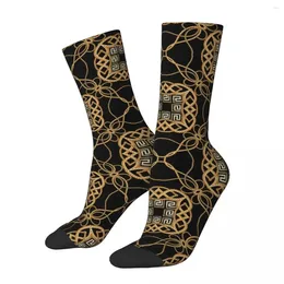 Men's Socks Hip Hop Female Ropes Greek Gold Strings Key Meanders Stuff Warm High Quality Sock All Season Present