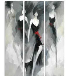 Hand Painted Quality Abstract Figure Oil Painting on Canvas 3 Panels for Wall Decoration in Living Room or Bedroom Large Size4057195