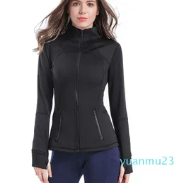 Yoga kläder Autumn and Winter Women Shirts Black Clothing Fitness Sportkläder för kvinnlig träning med dragkedja Running Woman Sports Jacket