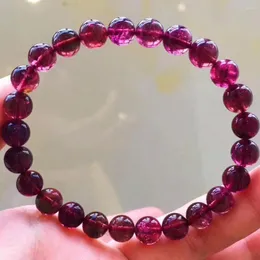 Strand Genuine Natural Red Tourmaline Bracelets Women Crystal 7.5mm Round Bead Bracelet Lady Stretch Healing Certificate