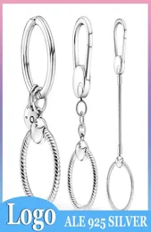 925 Silver Charm Beads Dangle KeyChain Medium Small Bag Charm Holder Key Ring Bead Fit Pandora Charms Bracelet DIY Jewelry Accesso4643788
