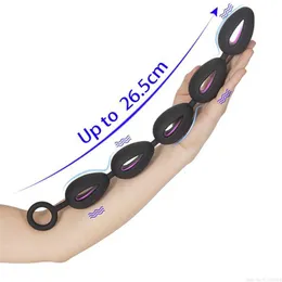 Sex Toy Massager 33cm Long Anal Bead Men Cock Ring for Small Penis Toys Prostate Stimulator Silicone Butt Plug with Tail Buttplug Ball