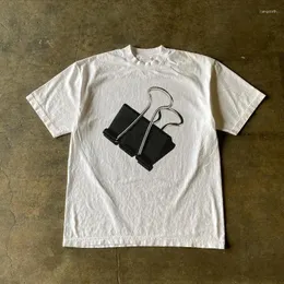 Männer T Shirts Y2k Vintage Clip Druck Übergroßen Kurzarm T-shirt Männer 2023 Harajuku Street Fashion Paar Lose Beiläufige top