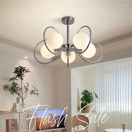 Lampadari LED nordici per l'arredamento del soggiorno Camera da letto Cucina Sala da pranzo Illuminazione per interni Lampade a sospensione Luci per plafoniere in argento