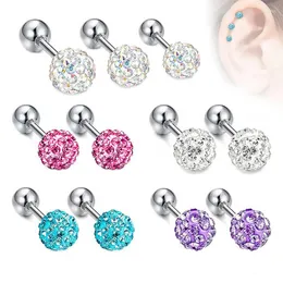 Studörhängen 1Pair/2st 3 4 5mm Crystal Ball Steel Ear Plugs Eyebrow Piercings Women's Studs Screw Percing Body Jewelry