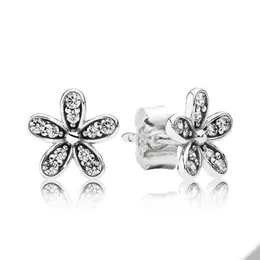 Sparkling Dazzling Daisies Stud Earrings for Pandora Real Sterling Silver Wedding designer Earring Set For Women Girlfriend Gift Daisy earrings with Original Box