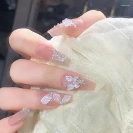 Yanlış Çiviler 24 PCCS Glitter Butterfly Rhinestones'a Baskı Alınabilir Giyilebilir Bitebilir Tırnak Yaması Sahte Ongles Tutkal Stil