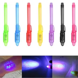 Partihandel markörer UV Light Pen Invisible Magic Pencil Secret Fluorescent Pen for Writing Pad Kids Child Drawing Paint Board