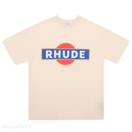 Rhude verão designer casual topo monograma impresso e manga curta feminina moda camiseta skate camisa masculina 752