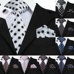 Krawatten Hi-Tie Designer Polka Dot Krawatten 100% Seide Krawatten für Herren 8,5 cm breit Business Hochzeit Krawatten Taschentücher Manschettenknöpfe Set 230408
