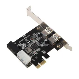 Freeshipping Super Speed 2-Port USB 30 PCI-E PCI Express 19-pin USB30 15-pin SATA Connector Low Profile Rjdmq