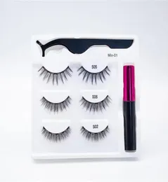 Magnetic Lashes Eyeliner Kit 3D Mink Eyelashes With 5 Mgnets Long Lasting 3 Pair False Box Support Private Label6488610