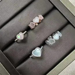 lyx ett varumärke kärlekshjärta kinesiska ringar för kvinnor charm pärla elegant rosa hjärtan diamant anillos känslor finger tung moissanit designer ring bröllop smycken