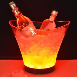 Ice Buckets And Coolers 6.5L Waterproof ABS LED Ice Bucket 7 Color LED Champagne Bowl KTV Bars Nightclubs LED Light Up Beer Bucket Bars Night Party 231109