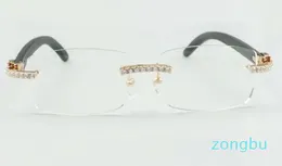 style designers endlesses diamonds glasses frame with natural black wooden legs for men and women