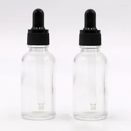 Storage Bottles 2pcs 30ml Clear Glass Liquid Dropper Eye Pipette Refillable Jars Vials Essential Oil For Massage Beauty Shop