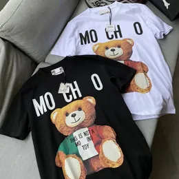 Italia Marche Comfort Colori Magliette Orso di peluche Lettera Stampa grafica Tempo libero Moda Durevole Qualità Coppia Designer Nero Bianco Uomo Donna Abbigliamento T-shirt