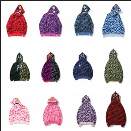 상어 까마귀 디자이너 후드 티 남녀 여성 스위트웨어 재킷 상어 입 패턴 후 까마귀 위장 인쇄 스웨트 셔츠 남성 33 색 여성 의류 아시아 크기 S-5XL