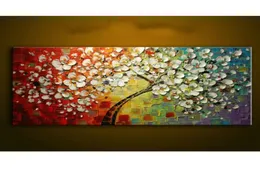 Ny modern oljemålning på duk palettkniv färgglada stora blommor målningar hus vardagsrum dekor väggkonst bild5841313