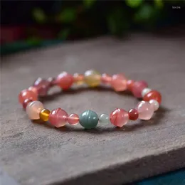 Strand Multicolor Natural Jade Chalcedony Breads Bracelets de cristal para mulheres Meninas sereia jóias de moda