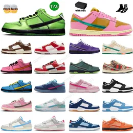 Sapatos de moda homens mulheres baixos crianças panda cinza nevoeiro triplo rosa branco azul ouro equipe verde fóton poeira tribunal roxo gai barbie treinadores plataforma tênis EU36-47 com caixa