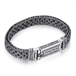 Braccialetti a maglie RJ Argento Colore Erba Eternal Bracciale da uomo Vintage personalizzato sei caratteri parole vere Gioielli da donna