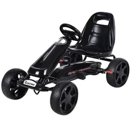 Xmas Gift Go Kart Kids on Car Pedal Powered Car 4 Wheel Racer Toy Stealth Outdoor Black