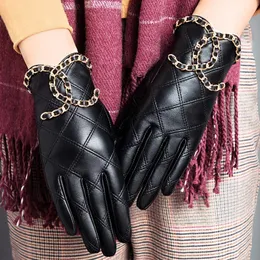 Cycling Gloves Genuine Sheepskin Leather Gloves For Women Touchscreen Texting Driving Motorcycle Dress Gloves 231109