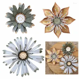 Garden Decorations Metal Flower Pendant Wall Decor Wrought Iron Crafts Charm For Indoor Outdoor Home Decoration Supplies Y5GB