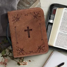 Evening Bags Zipper Handle Handbags Bible Hymns Custom Bible Cover Case Classic Leather Print Bible Bag for Women Carrying Bible Storage Bags 231108