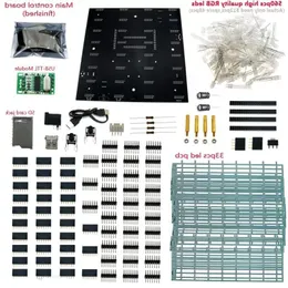 Elektronisches DIY-Kit für integrierte Schaltkreise NEU 3D 8 8x8x8 RGB/Buntes LED-Würfelset mit hervorragenden Animationen Weihnachtsgeschenk für SD-Karte Ptlb