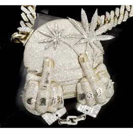 Iced ut anpassade brev Sterling Sier VVS Mossanite Diamond Number Name Pendant Hip Hop Jewelry